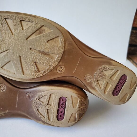 RIEKER Antistress Black Leather Mary Jane Flats Women's EU 42 US 11-12 Laser Cut - Picture 12 of 16